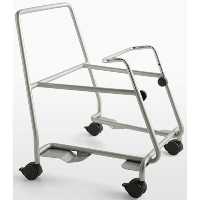 connubia ACADEMY Chariot pour chaises avec guidon réglable en hauteur en acier brossé et roues pivotantes