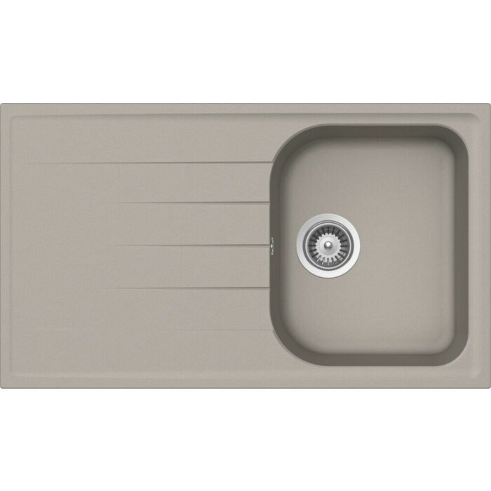 schock Lithos D100 1 Becken Auf-/Unterbauspüle 86 x 50 mit umkehrbarem Abtropfgestell – Taubengrau