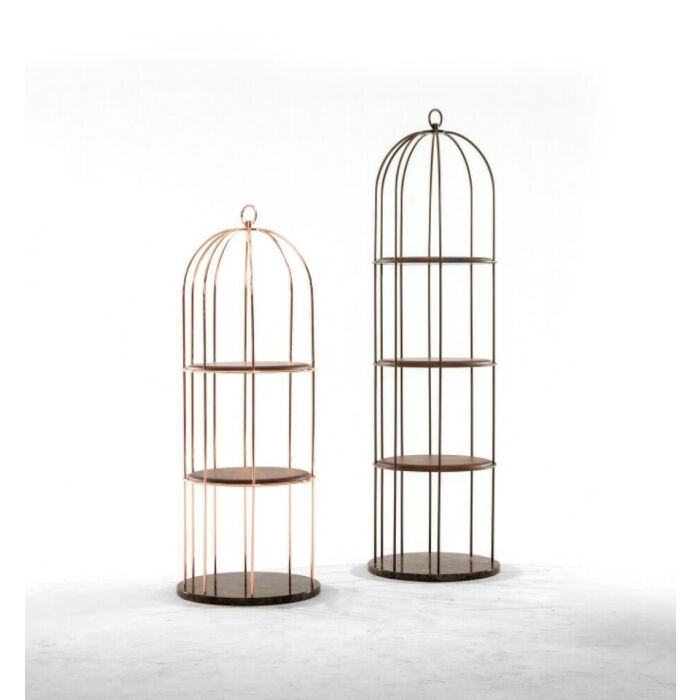 tonin casa TWEET Metal bookcase with wooden shelves and marble base