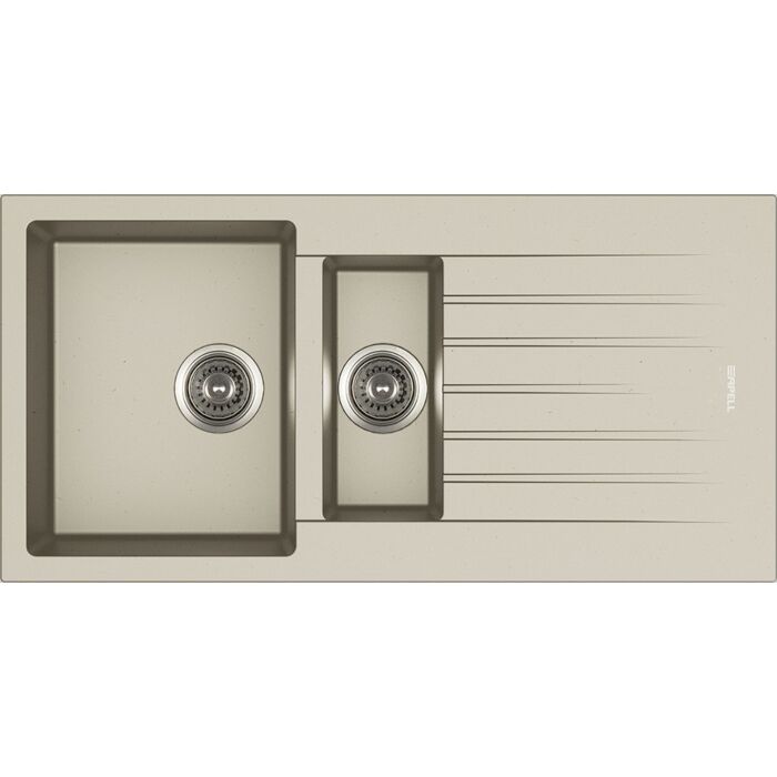 apell PTPL1002GO Pietra Plus Lavello 1 vasca e 1/2 + gocciolatoio reversibile cm. 100x50 - granito avena