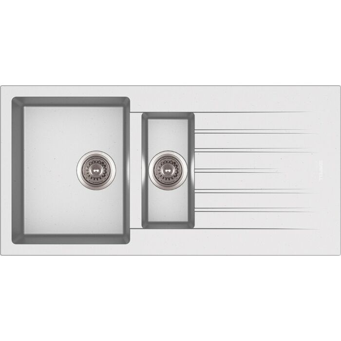 apell PTPL1002GW Pietra Plus Lavello 1 vasca e 1/2 + gocciolatoio reversibile cm. 100x50 - granito bianco