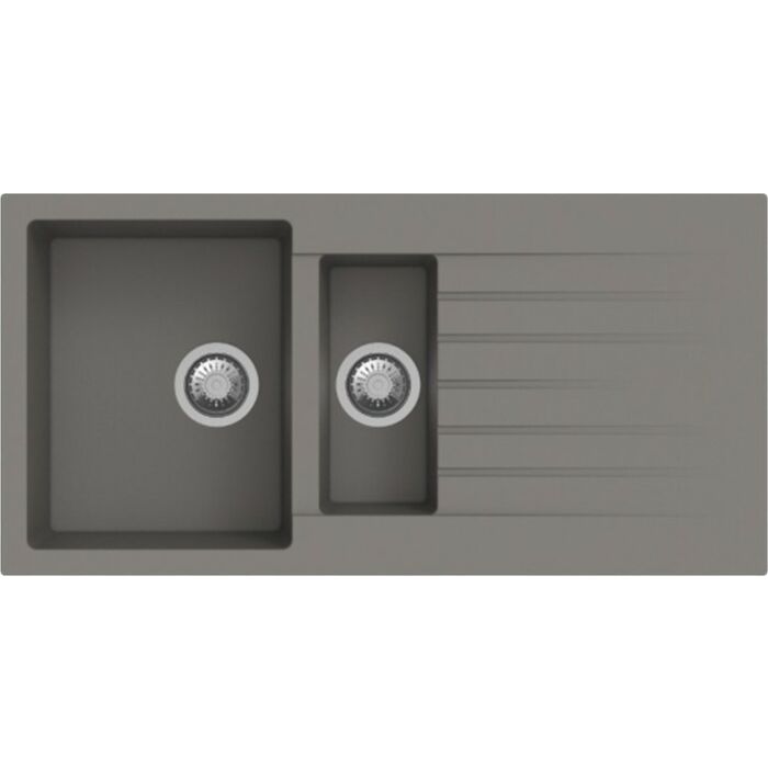 apell PTPL1002AL Pietra Plus Lavello 1 vasca e 1/2 + gocciolatoio reversibile cm. 100x50 - granito alluminio