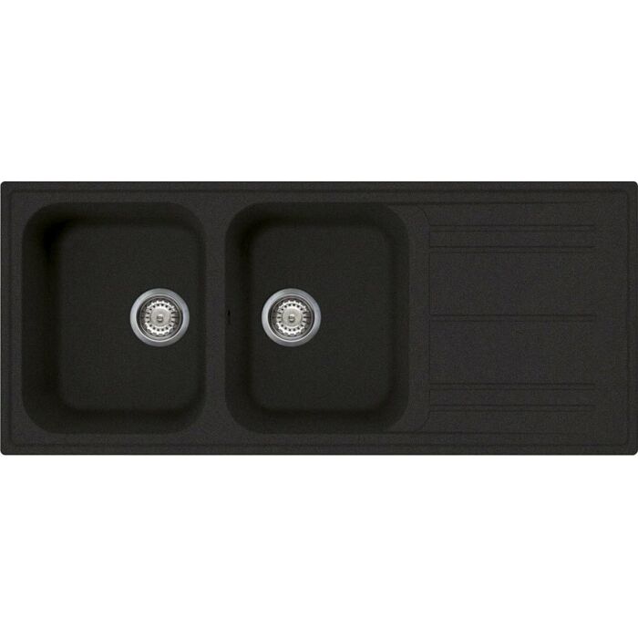 smeg LZ116A2 RIGAE Évier encastré 116 cm, 2 bols + égouttoir, réversible - anthracite