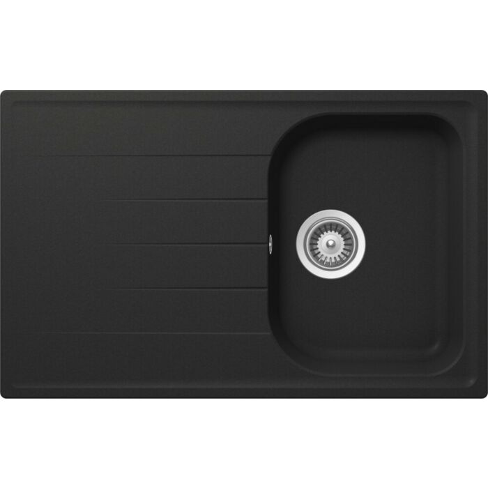 schock Lithos D100S 1 Becken Auf-/Unterbauspüle 79 x 50 mit umkehrbarem Abtropfgestell – Anthrazit