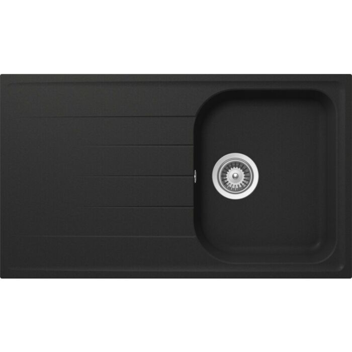 schock Lithos D100 1 Becken Auf-/Unterbauspüle 86 x 50 mit umkehrbarem Abtropfgestell – Anthrazit