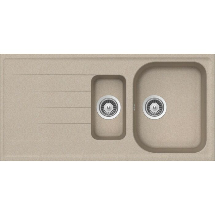 schock Lithos D150 Lavello 1 vasca e 1/2 sopratop/sottotop 100 x 50 con gocciolatoio reversibile - avena
