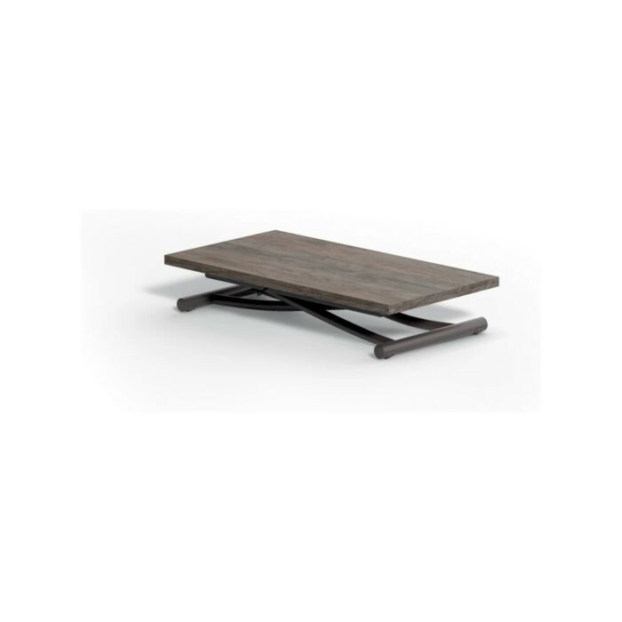 ozzio MONDIAL Tavolino trasformabile con struttura in metallo e piano raddoppiabile in legno