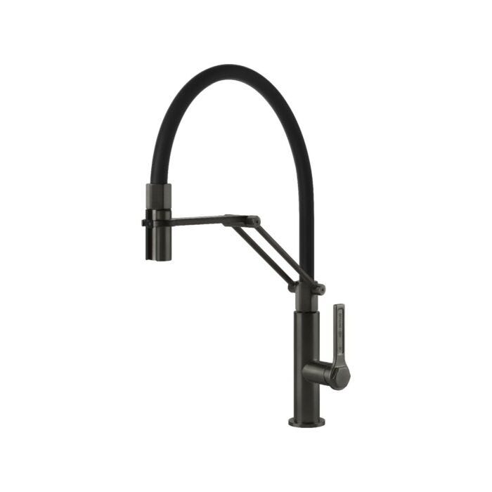 gessi 60055.707 Officine Küchenmischer mit Dusche – gebürstetes schwarzes Metall