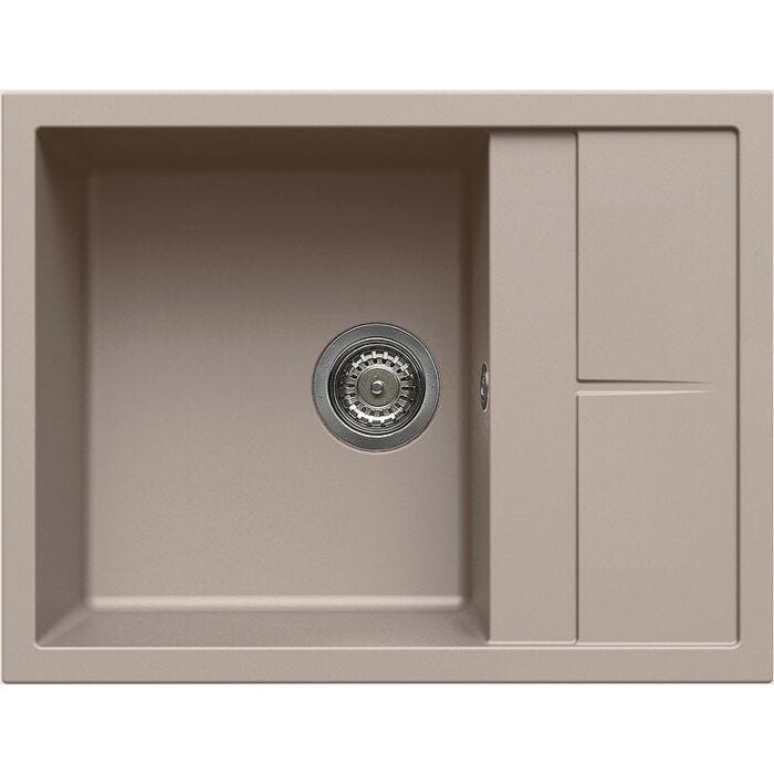 elleci Unico 125 Unico Einbauwaschbecken 65 x 50 - Granitek - taubengrau - umschaltbarer Abtropffläche