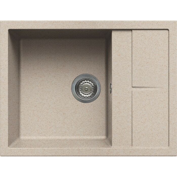 elleci Unico 125 Unico Einbauwaschbecken 65 x 50 - Granitek - Hafer - umschaltbare Auffangschale