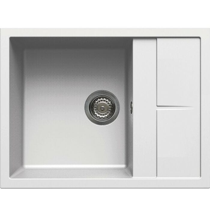 elleci Unico 125 Unico Einbauwaschbecken 65 x 50 - Granitek - Weiß - umschaltbarer Tropf