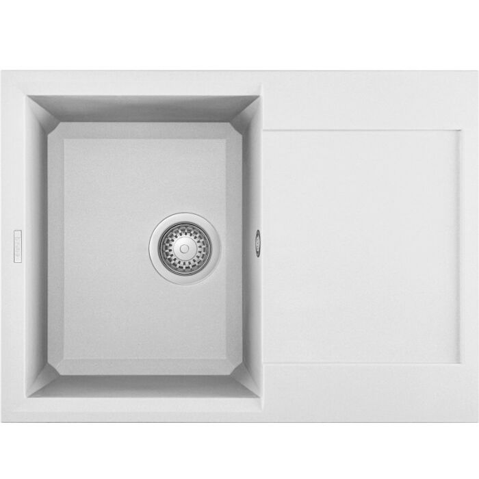elleci Easy 135 Easy Einbauwaschbecken 68 x 50 - Granitek - Weiß - umschaltbarer Abtropffläche