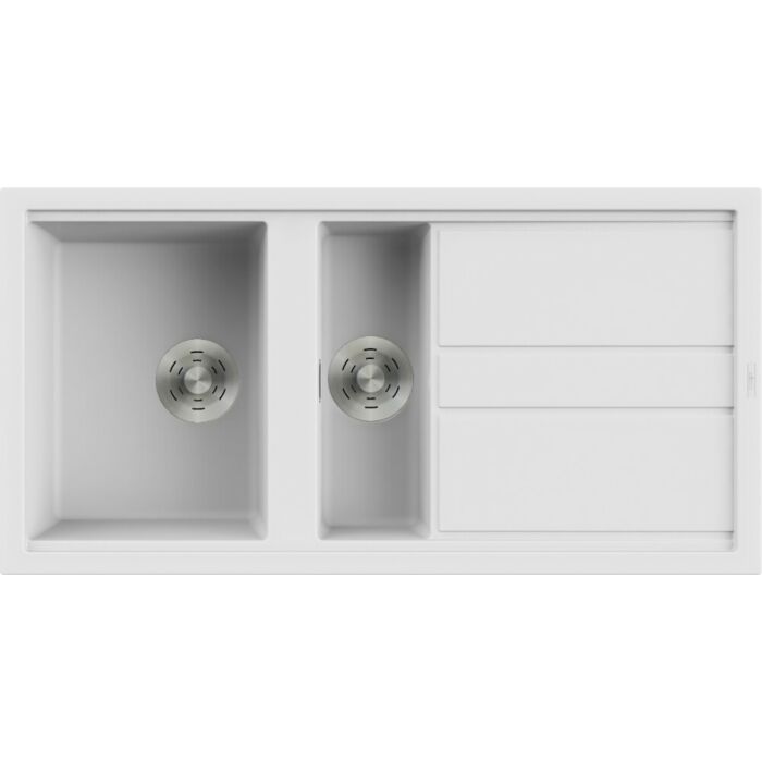elleci Best 475 Best Lavello incasso 100 x 51 - keratek plus - white - gocciolatoio reversibile
