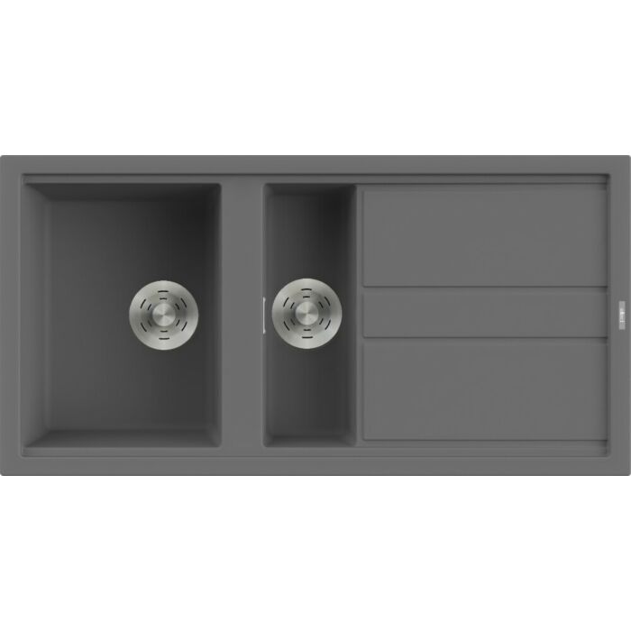 elleci Best 475 Best Lavello incasso 100 x 51 cm - keratek plus - dark grey - gocciolatoio reversibile