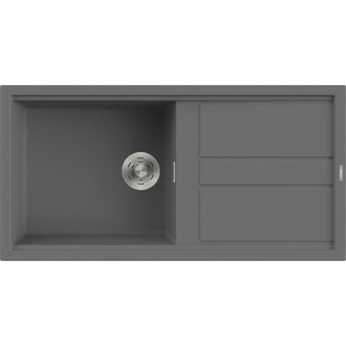 elleci Best 480 Lavello incasso 100 x 51 cm - keratek plus - dark grey - gocciolatoio reversibile