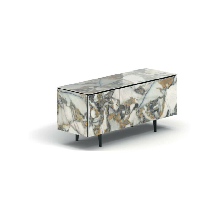 ozzio ARMOR Ceramic sideboard with internal crystal shelves and metal feet