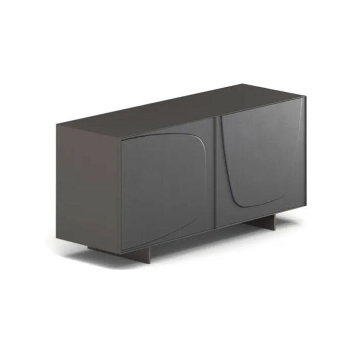 ozzio TRILOGY DUO Madia in legno laccato con piedini in metallo | vetro e ante in pelle