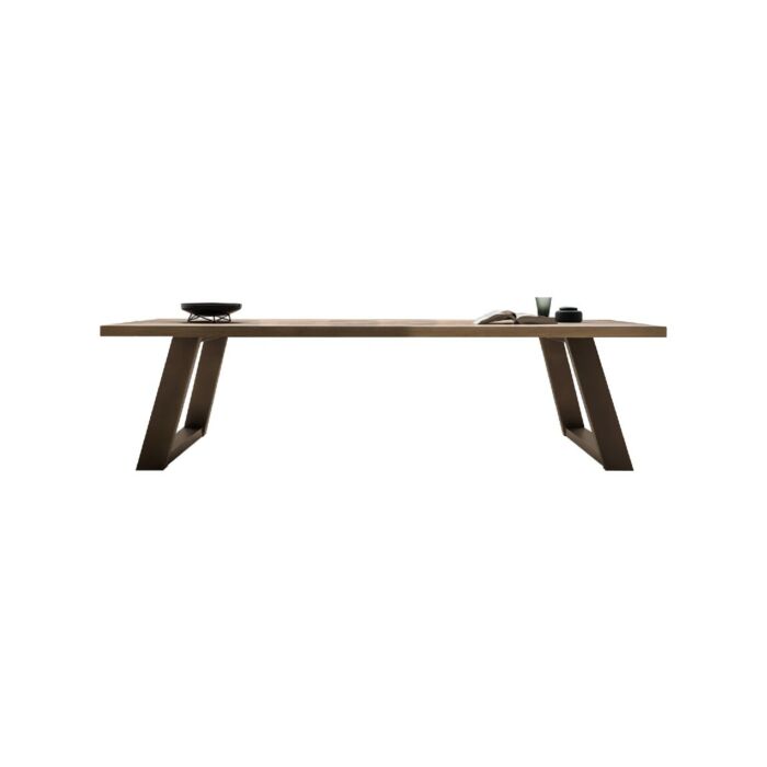 devina nais WOOD FREE TABLES Fixed/extensible table - solid wood top with straight edge and iron structure | wood | glass