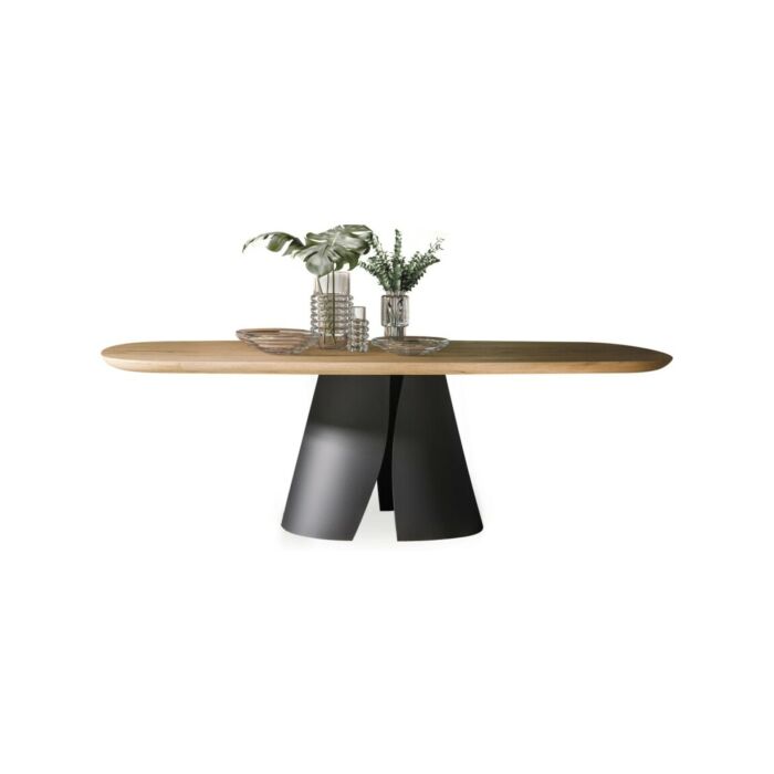 devina nais COSMOPOLITAN FREE TABLES Fixed oval table - solid wood top - iron frame | wood | glass