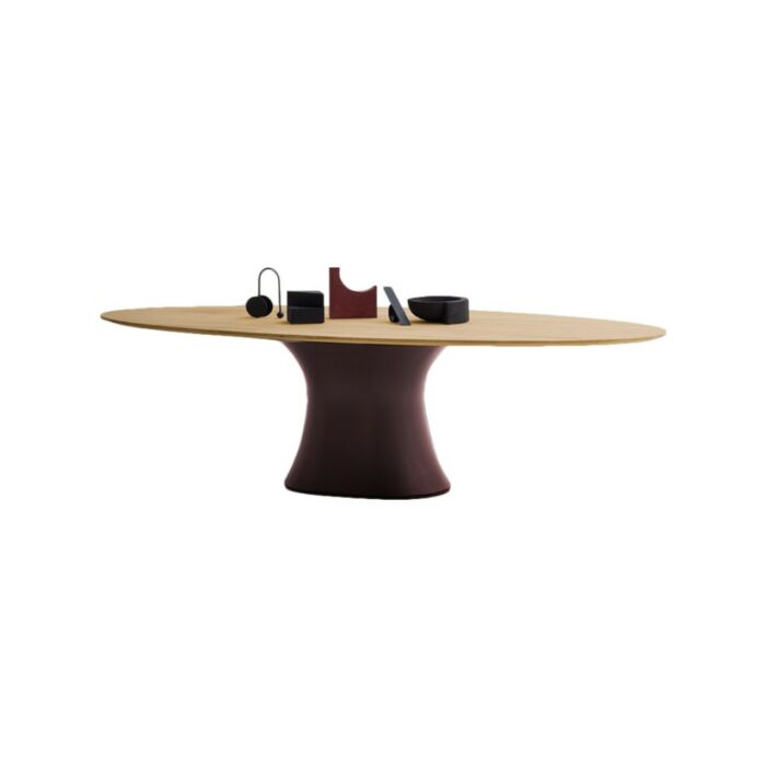 devina nais DAYTONA FREE TABLES Tavolo ovale fisso - piano in legno massello con bordo sagomato - struttura in ferro | legno | vetro