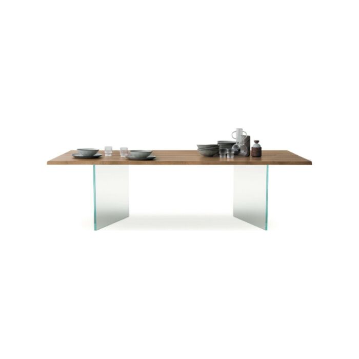 devina nais TWINS FREE TABLES Fixed/extensible rectangular table - solid wood top with iron structure | wood | glass