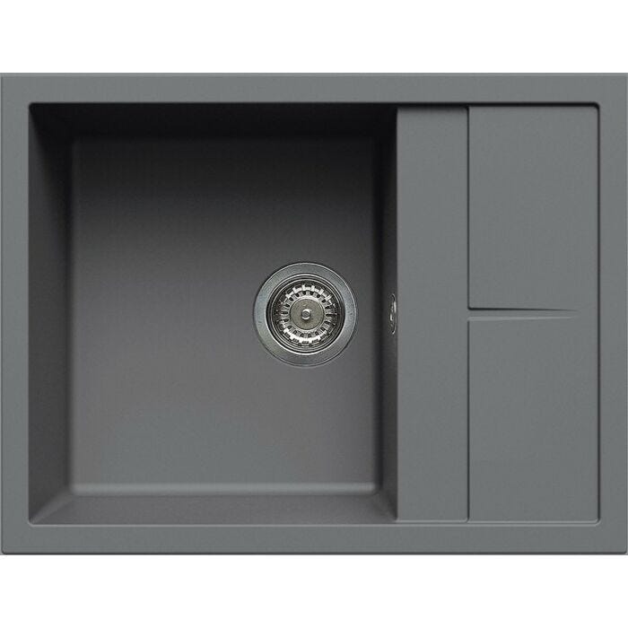 elleci Unico 125 Unico Einbauspüle 65 x 50 cm - Metaltek - Titan - reversibler Tropf