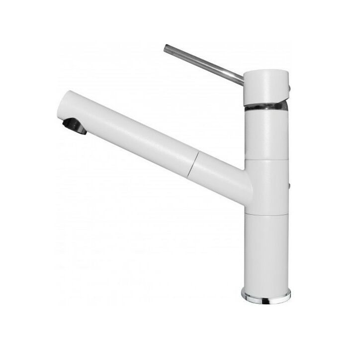 elleci Reno Modern Küchenmischer mit Handbrause - Granitek - weiß