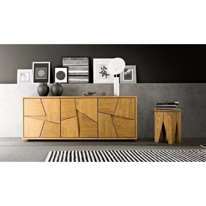 fgf SPECIAL 2/3 door sideboard in solid wood with metal feet | glass | polypropylene