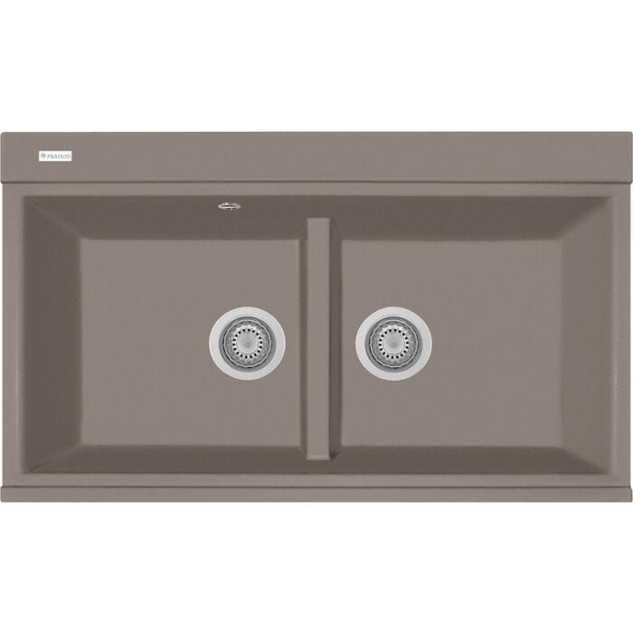 plados telma LX8620 UG 72 - MICROULTRAGRANIT LUX Waschbecken 2 Becken cm. 86 x 51 - Trüffel