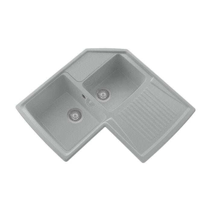 plados telma HRA832 UM 41 - ULTRAMETAL HARMONY Lavello angolare 2 vasche sx + gocciolatoio dx cm. 84x50 - Alluminio