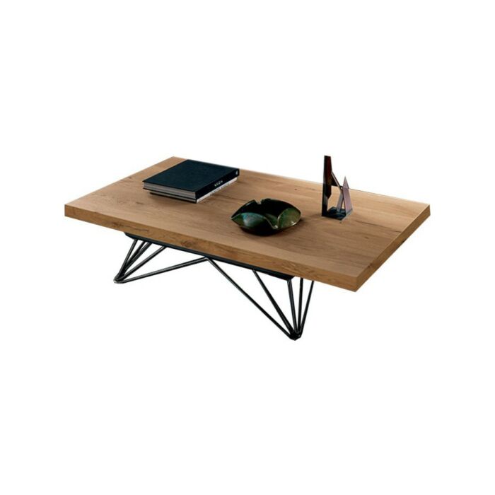 easyline RAY Tavolino rettangolare con struttura in metallo grafite e piano in eco legno