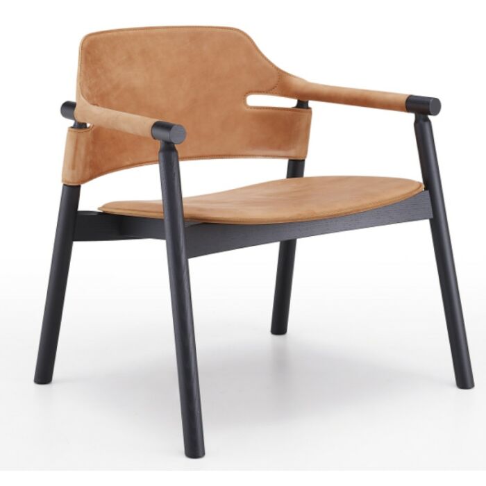 midj SUITE AP L CU Armchair with armrests - wooden structure and leather seat