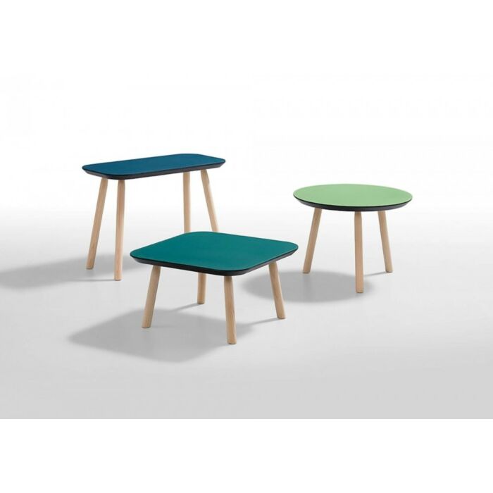 midj SUITE CT Tavolino rotondo | rettangolare | rotondo con struttura in legno e piano in cuoio | vetroceramica