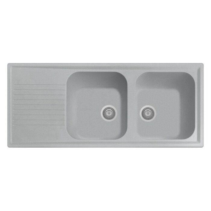 plados telma AT1162 UM 41 - ULTRAMETAL ATLANTIC Lavello 2 vasche + gocciolatoio reversibile cm. 116 x 50 - Alluminio