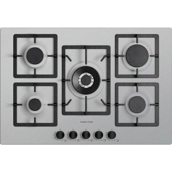 plados telma FLAT75 UM 41 Piano cottura cm. 75 x 51 - 4 fuochi + 1 tripla corona - Alluminio