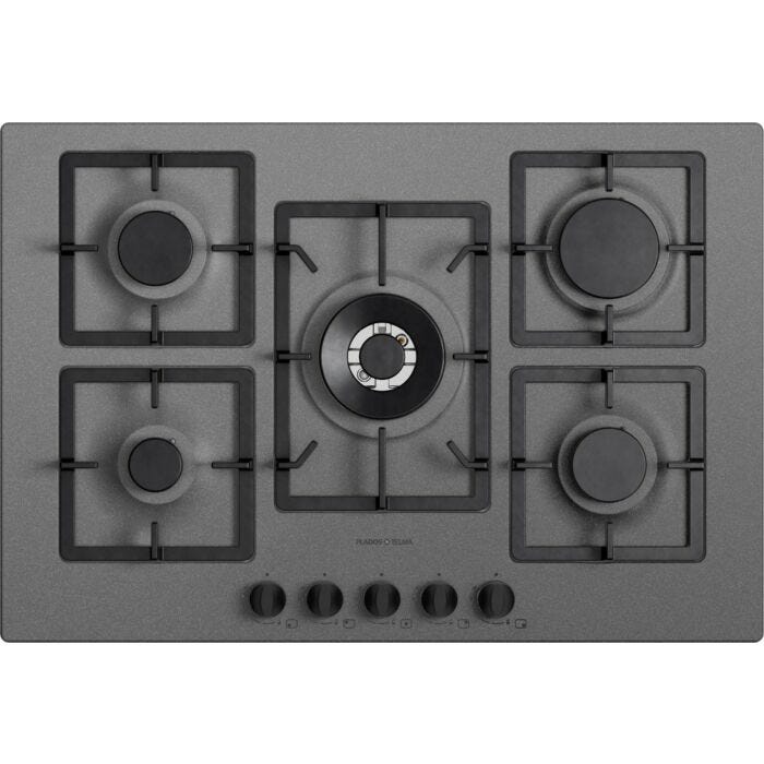 plados telma FLAT75 UM 42 Piano cottura cm. 75 x 51 - 4 fuochi + 1 tripla corona - Titanio