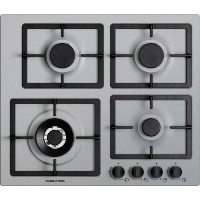 plados telma FLAT60 UM 41 Piano cottura cm. 60 x 51 - 3 fuochi + 1 tripla corona - Alluminio