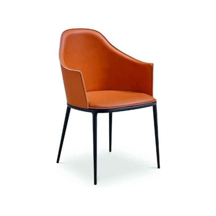 midj LEA P Armchair with armrests with metal structure and leather seat | fabric | skin | faux leather