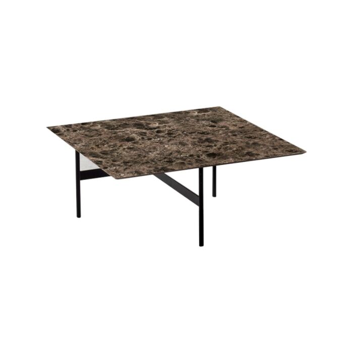 devina nais TETRIS QUADRATO Living & More Square coffee table with glass top | wood and iron structure - 3 sizes