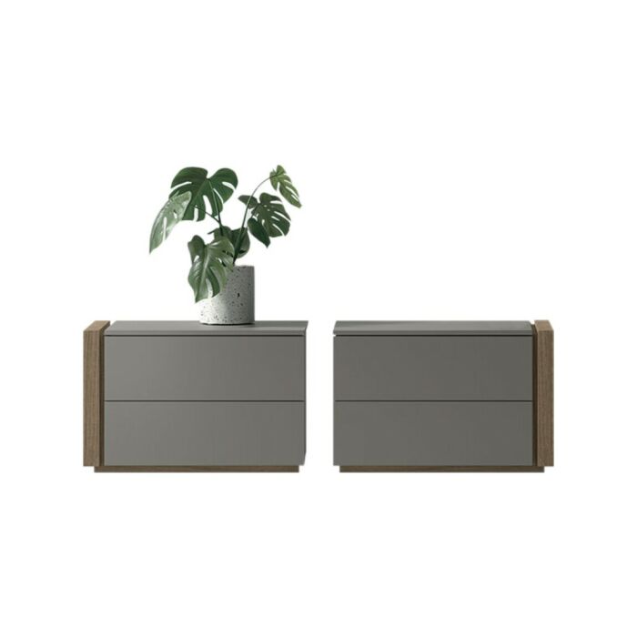 tomasella CAPITOL 2-drawer bedside table in textured | lacquered with textured side | lacquered