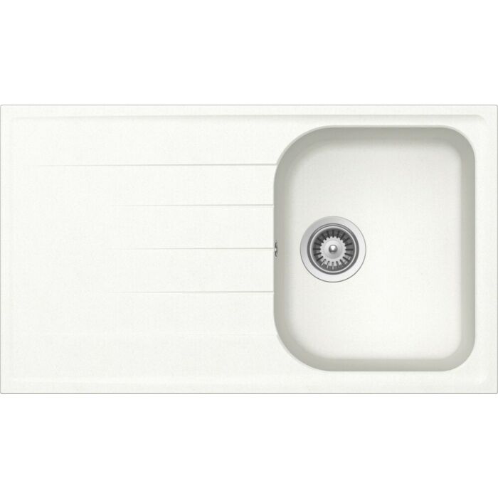 schock Lithos D100 1 Becken Auf-/Unterbauspüle 86 x 50 mit umkehrbarem Abtropfgestell – absolutweiß