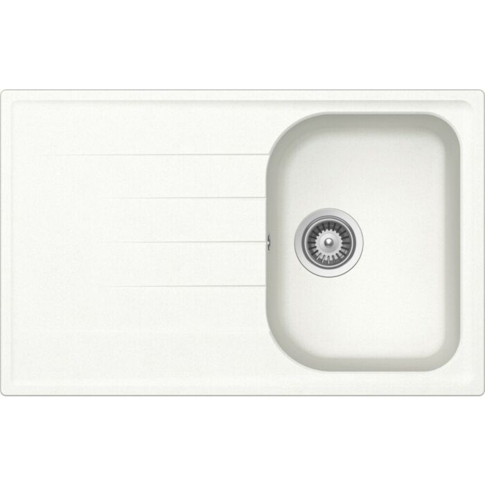 schock Lithos D100S 1 Becken Auf-/Unterbauspüle 79 x 50 mit umkehrbarem Abtropfgestell – absolutweiß