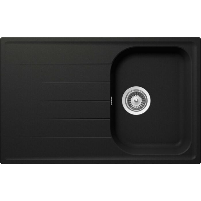 schock Lithos D100S 1 Becken Auf-/Unterbauspüle 79 x 50 mit umkehrbarem Abtropfgestell – absolut schwarz