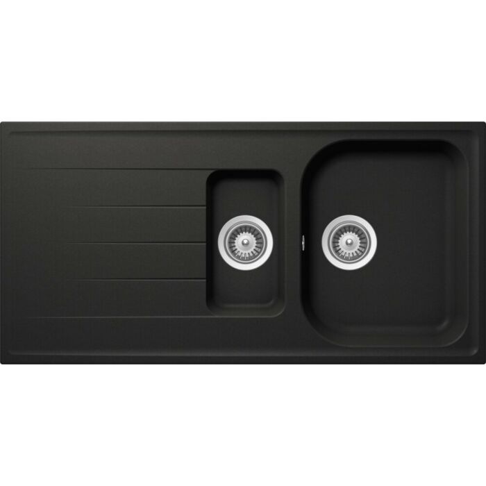 schock Lithos D150 Lavello 1 vasca e 1/2 sopratop/sottotop 100 x 50 con gocciolatoio reversibile - nero assoluto