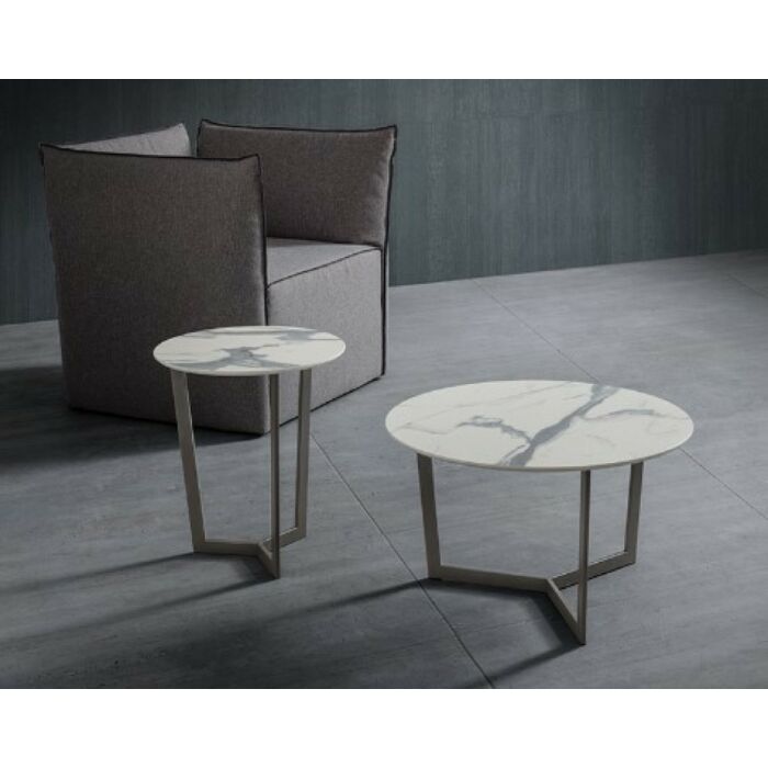la primavera CLIO Fester Couchtisch - Metallstruktur mit geschichteter HPL-Platte | geschichtetes fenix | lackiertes Metall