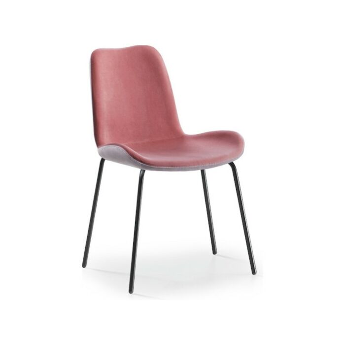 midj DALIA Sedia con struttura in metallo | legno e seduta in tessuto | pelle | ecopelle
