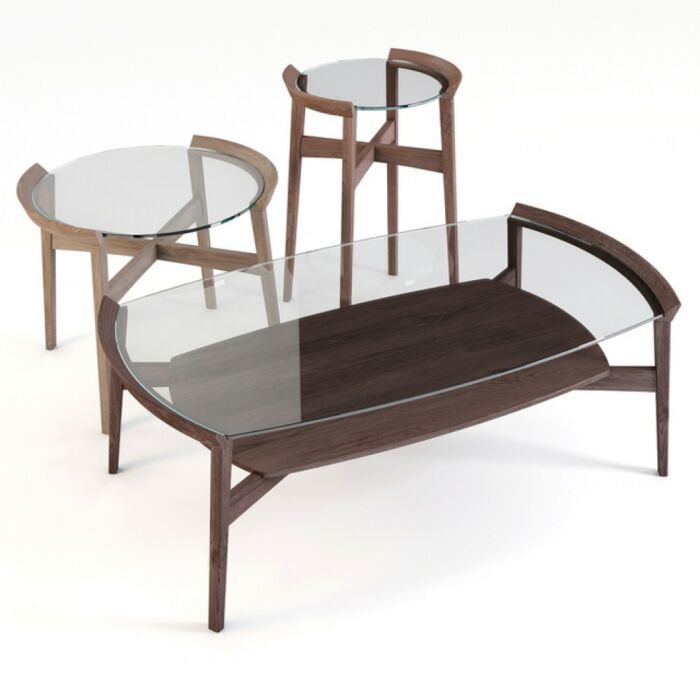 tomasella BLOOM Round coffee table | rectangular | square with wooden structure and glass top | stoneware - 4 sizes