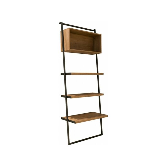 tomasella MOVIDA Open staircase bookcase - metal structure - textured shelves | lacquered - material container