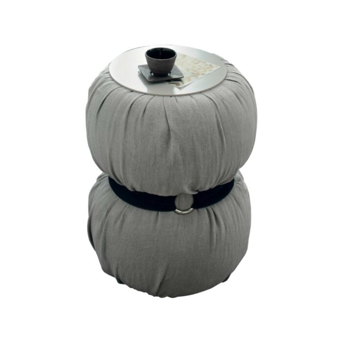 tomasella GUCCINO Storage pouf padded and covered in fabric | linen | faux leather | skin