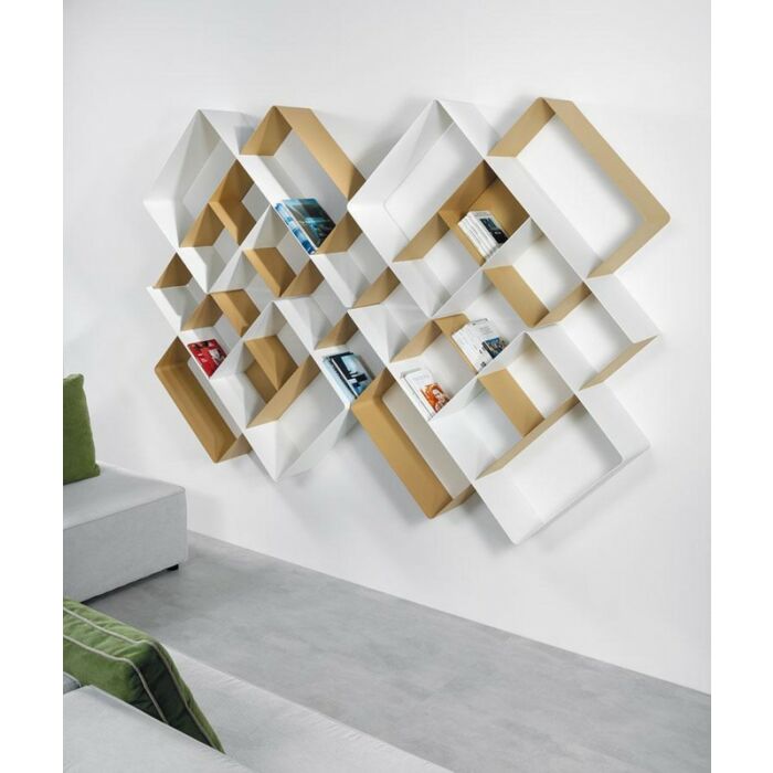 pezzani MONDRIAN 6 Libreria componibile in acciaio verniciato composta da 4 moduli
